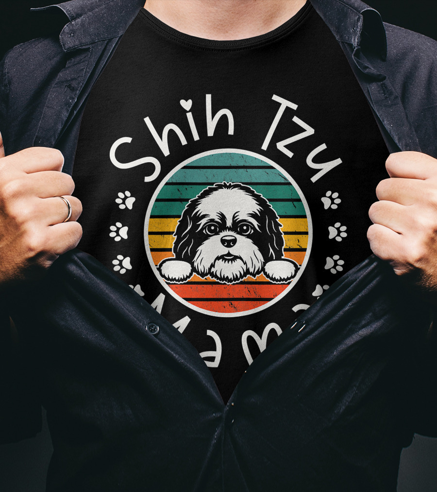 Shih Tzu Mama Vintage Style Shih Tzu Lover T-Shirt