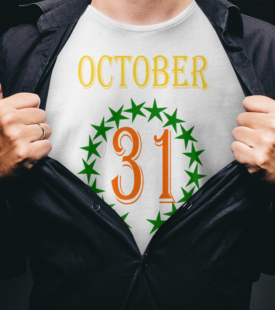 OCTOBER 31 Surrounded By Green Stars T-Shirt