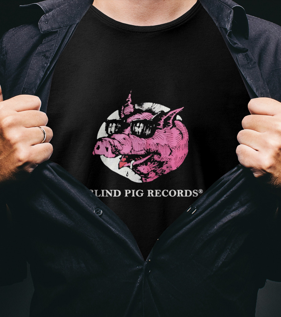 BLIND PIG RECORDS Pink Pig In Sunglasses T-Shirt