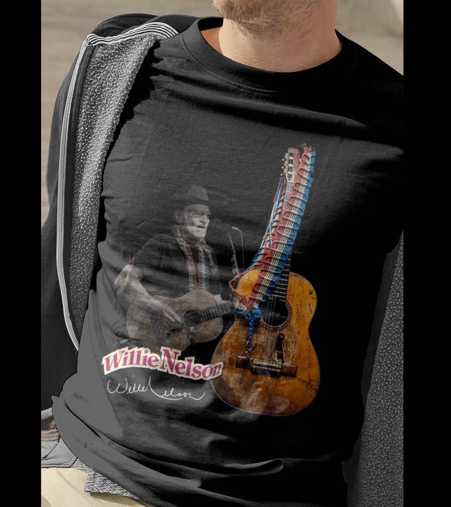 Willie Nelson Signature Guitar And Image T-Shirt