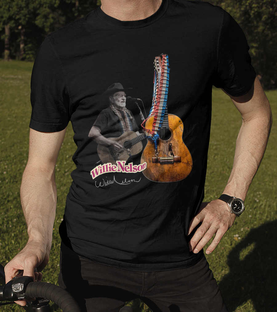Willie Nelson Signature Guitar And Image T-Shirt