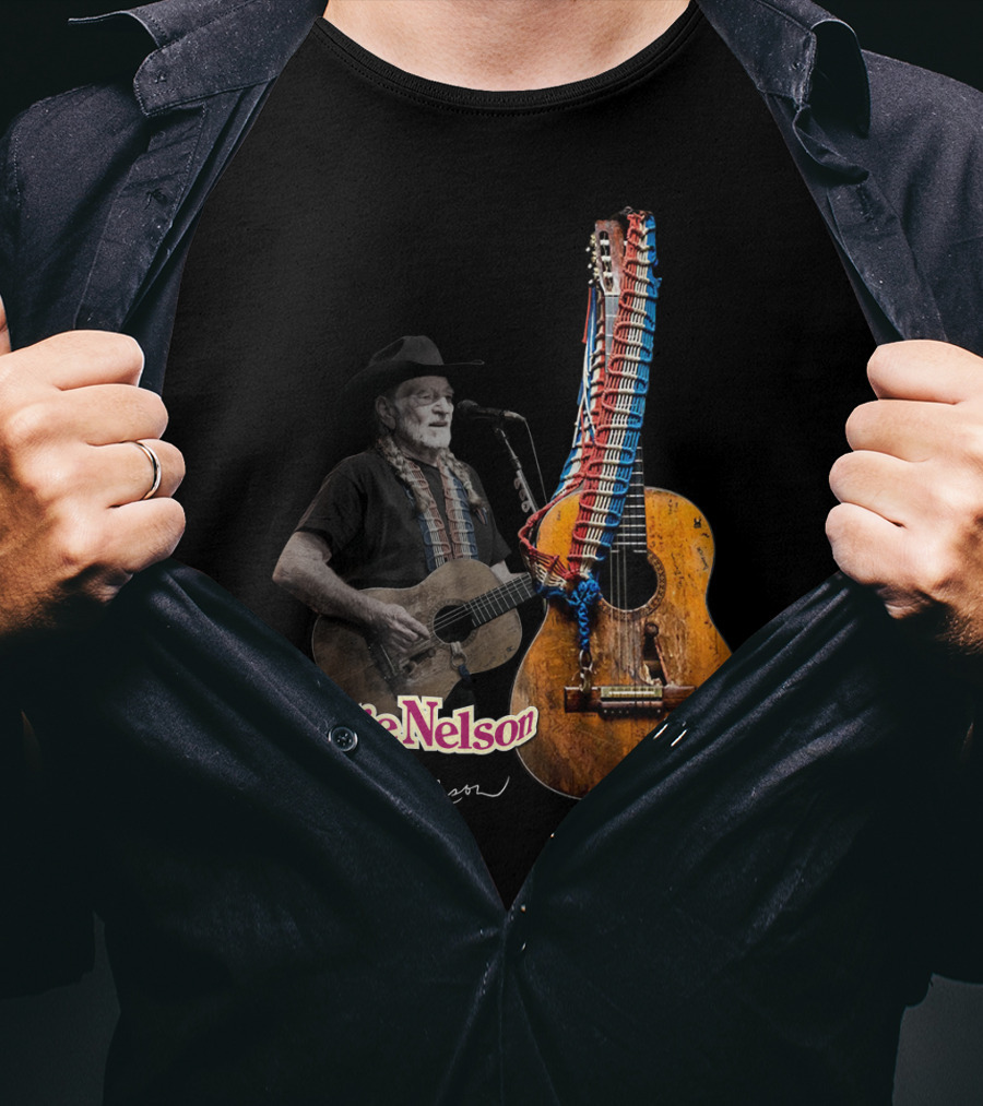 Willie Nelson Signature Guitar And Image T-Shirt