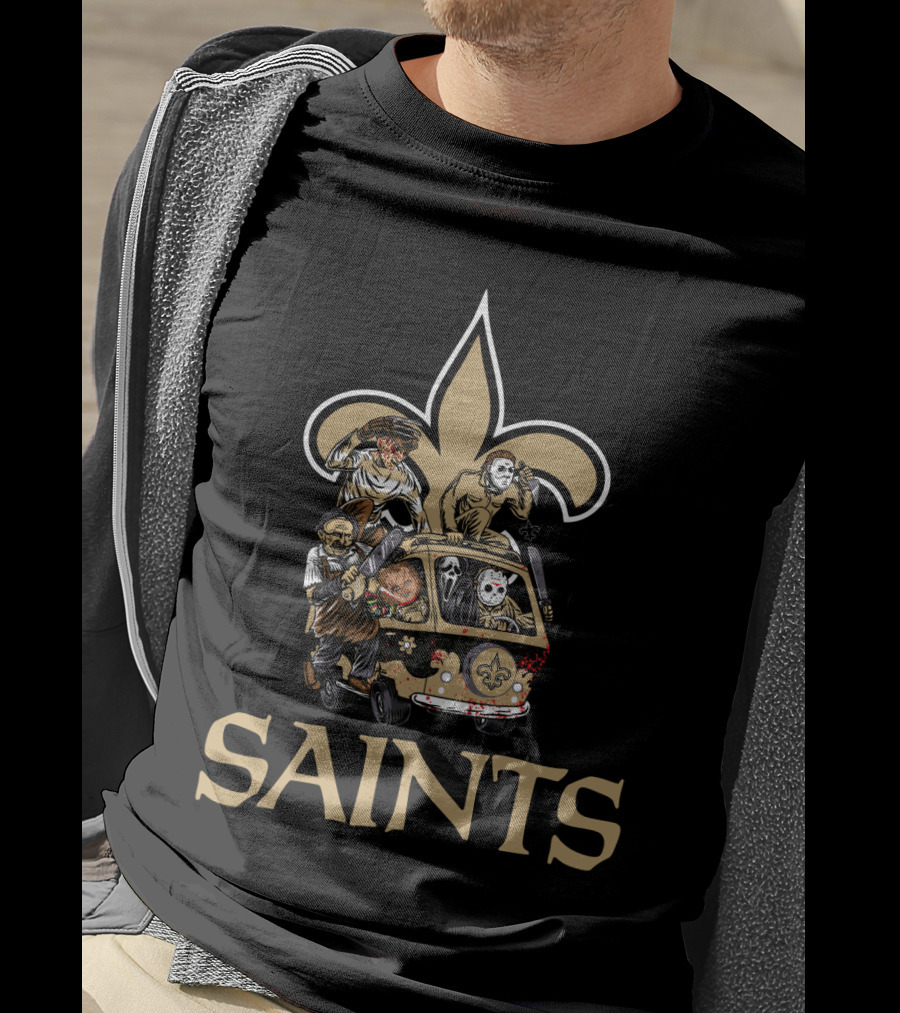 Saints Fleur-de-Lis Horror Movie Characters Van T-Shirt