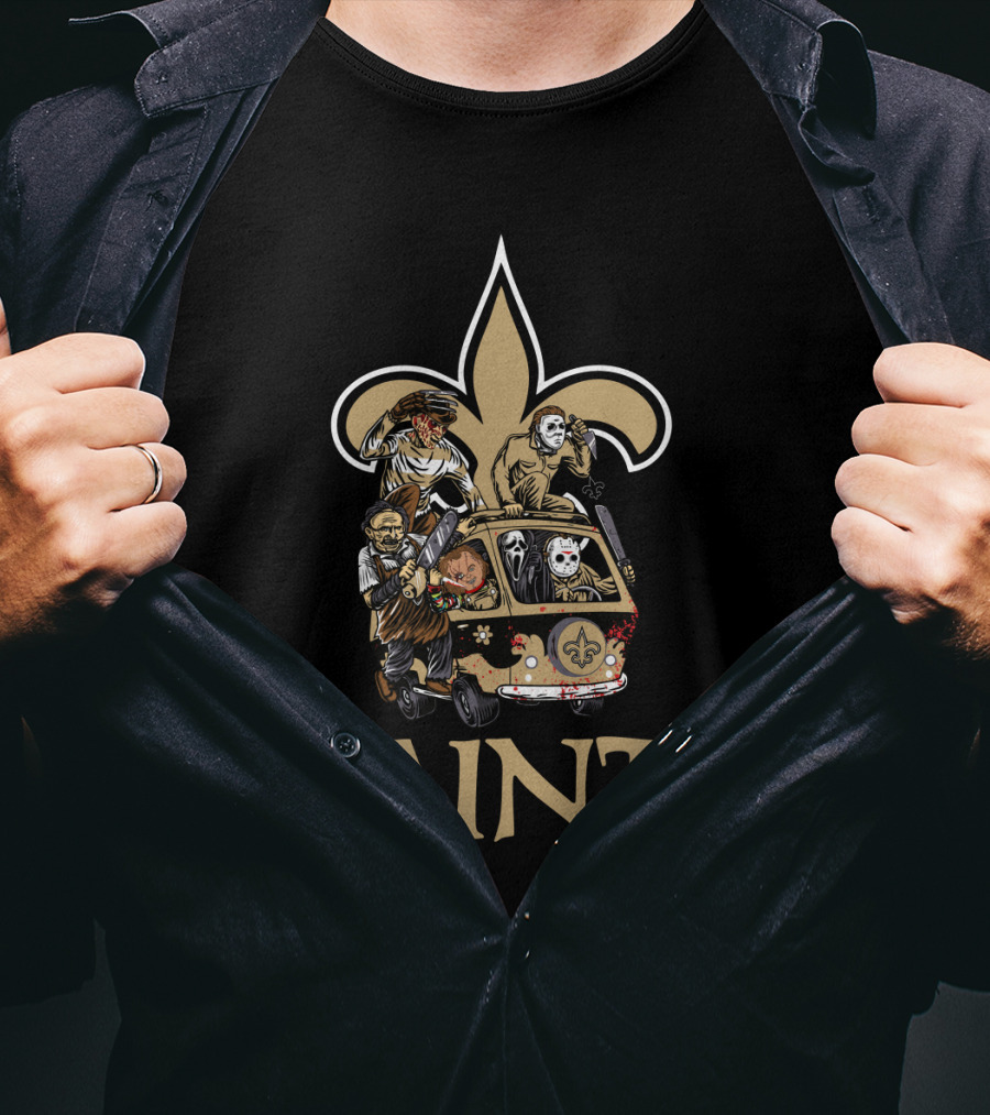 Saints Fleur-de-Lis Horror Movie Characters Van T-Shirt