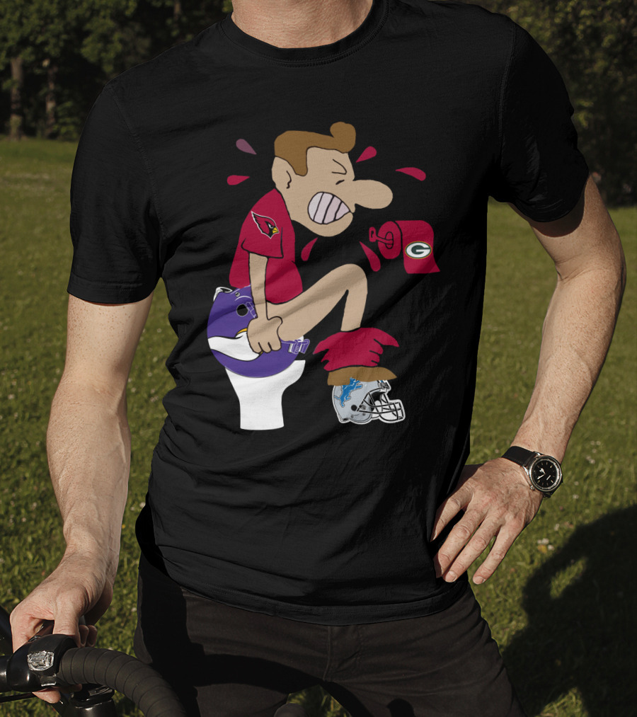 Arizona Cardinals Rivalry Humor With Vikings And Lions Helmets And Packers Toilet Paper T-Shirt