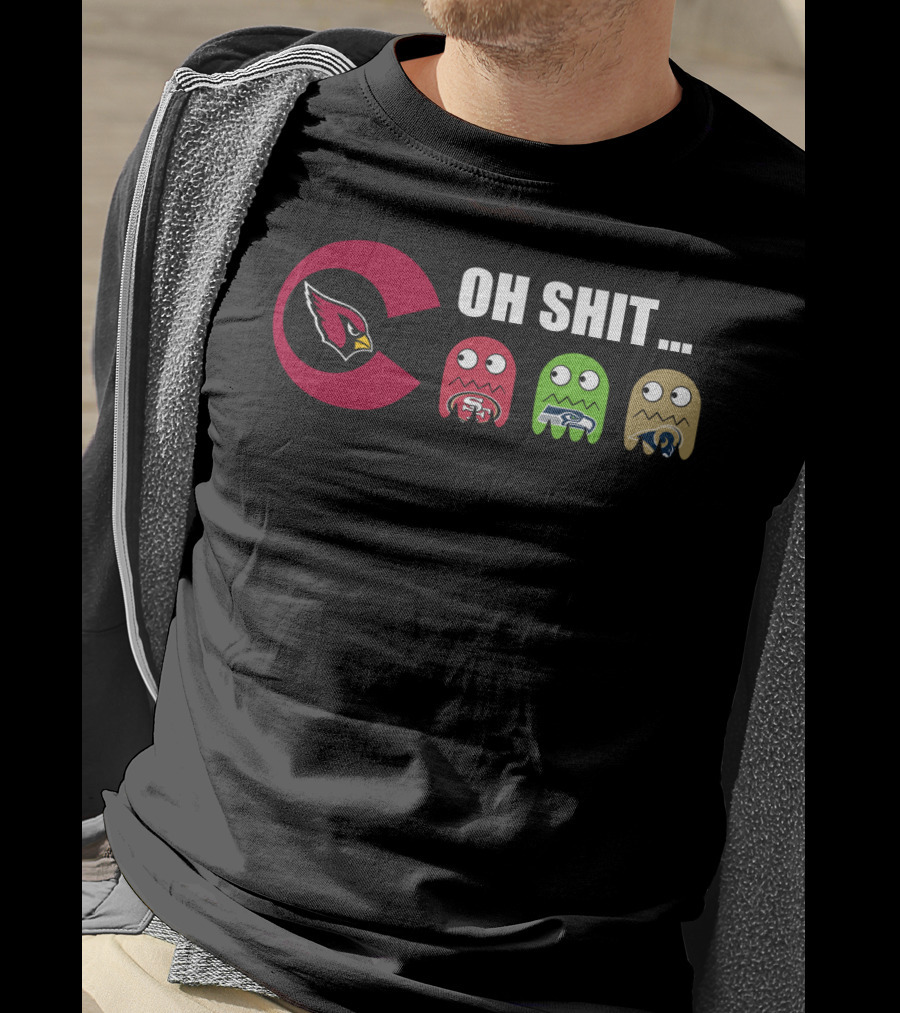Arizona Cardinals Oh Shit Pacman San Francisco 49ers Seattle Seahawks Los Angeles Rams T-Shirt