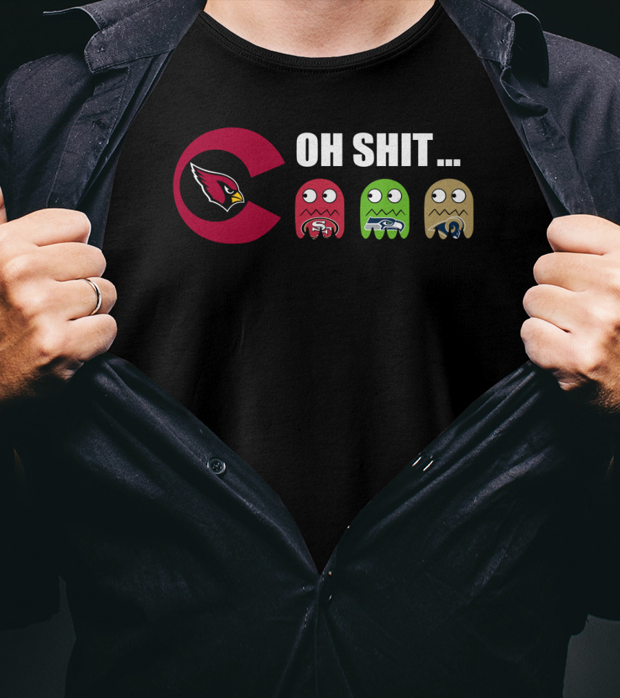 Arizona Cardinals Oh Shit Pacman San Francisco 49ers Seattle Seahawks Los Angeles Rams T-Shirt