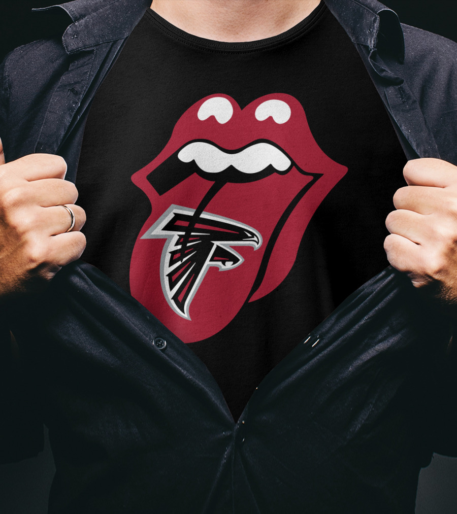 Atlanta Falcons Rolling Stones Tongue Logo Mashup T-Shirt