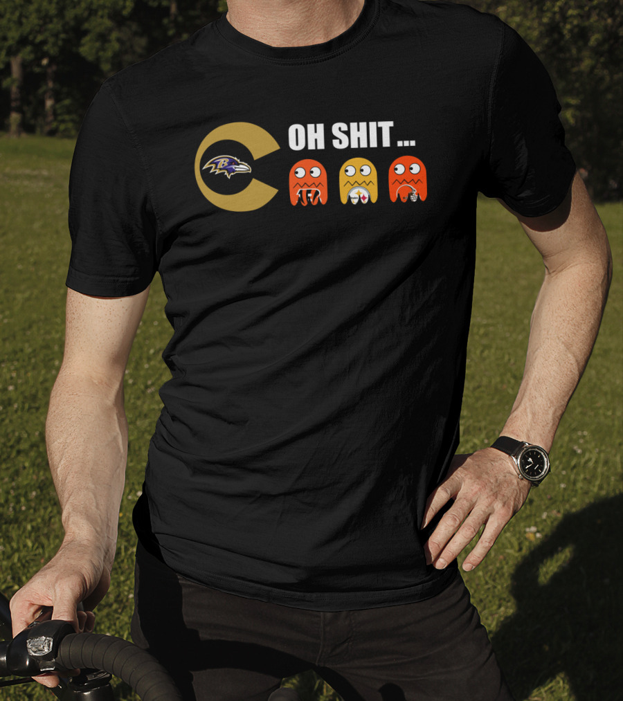 Baltimore Ravens Pacman Steelers Browns Bengals Oh Shit T-Shirt