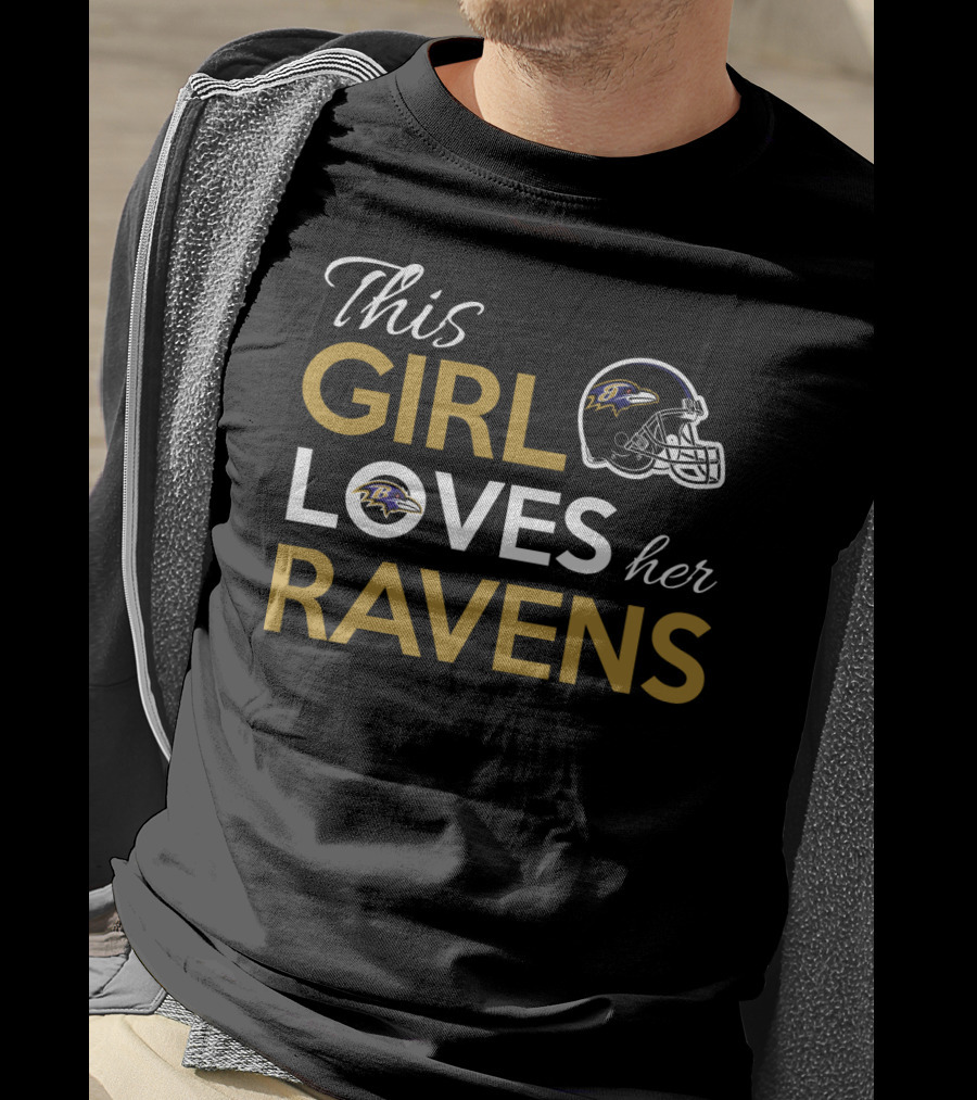 This Girl Loves Her Ravens Baltimore Ravens Helmet T-Shirt