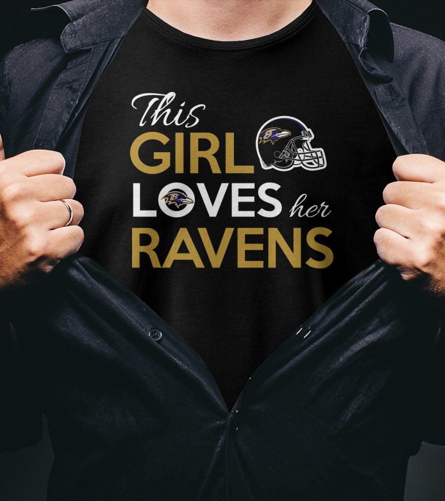 This Girl Loves Her Ravens Baltimore Ravens Helmet T-Shirt