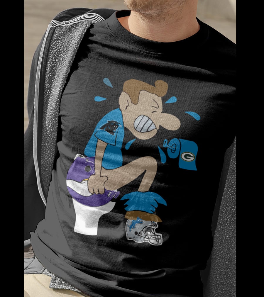 Carolina Panthers Rivalry Humor With Vikings Lions Packers Logos T-Shirt
