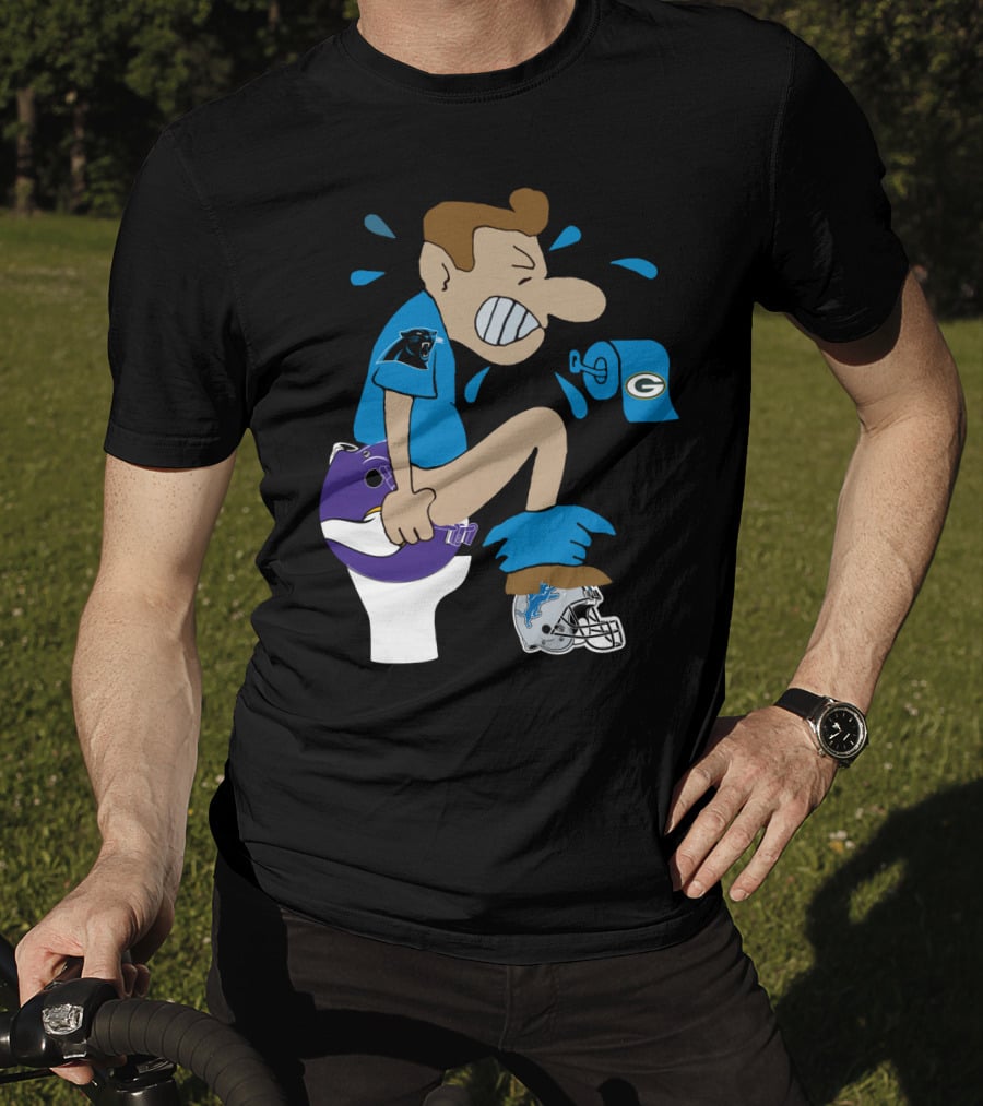 Carolina Panthers Rivalry Humor With Vikings Lions Packers Logos T-Shirt