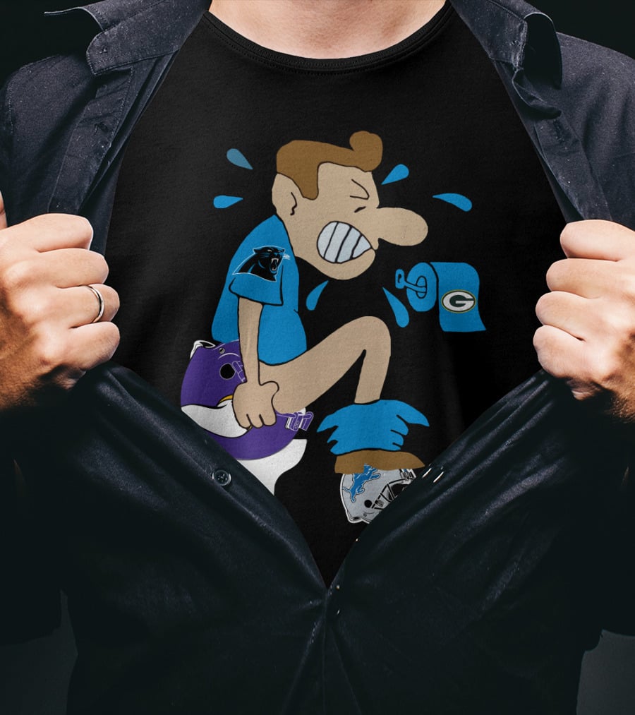 Carolina Panthers Rivalry Humor With Vikings Lions Packers Logos T-Shirt