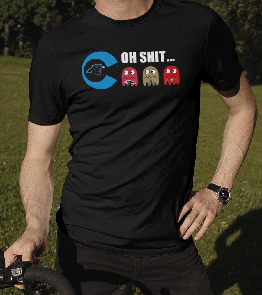 Carolina Panthers Oh Shit Pac-Man Ghosts T-Shirt