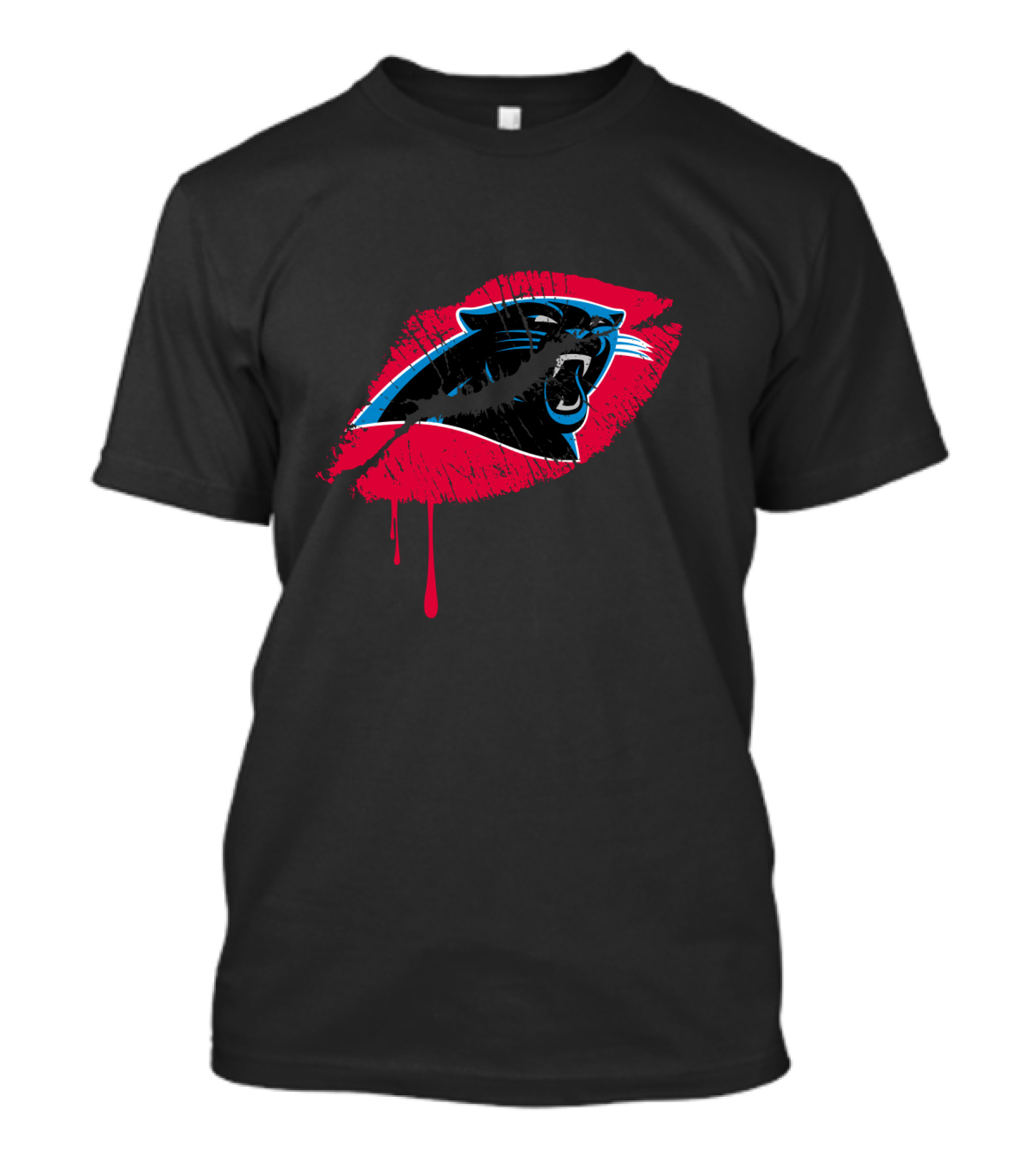 Carolina Panthers Logo With Red Lip Print T-Shirt