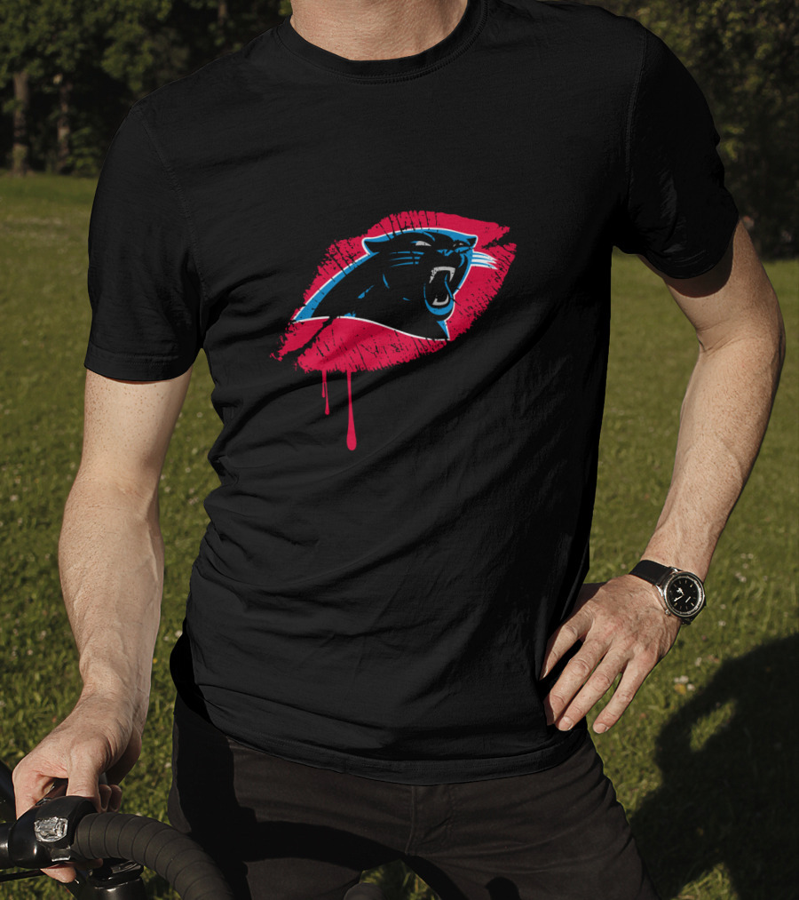 Carolina Panthers Logo With Red Lip Print T-Shirt