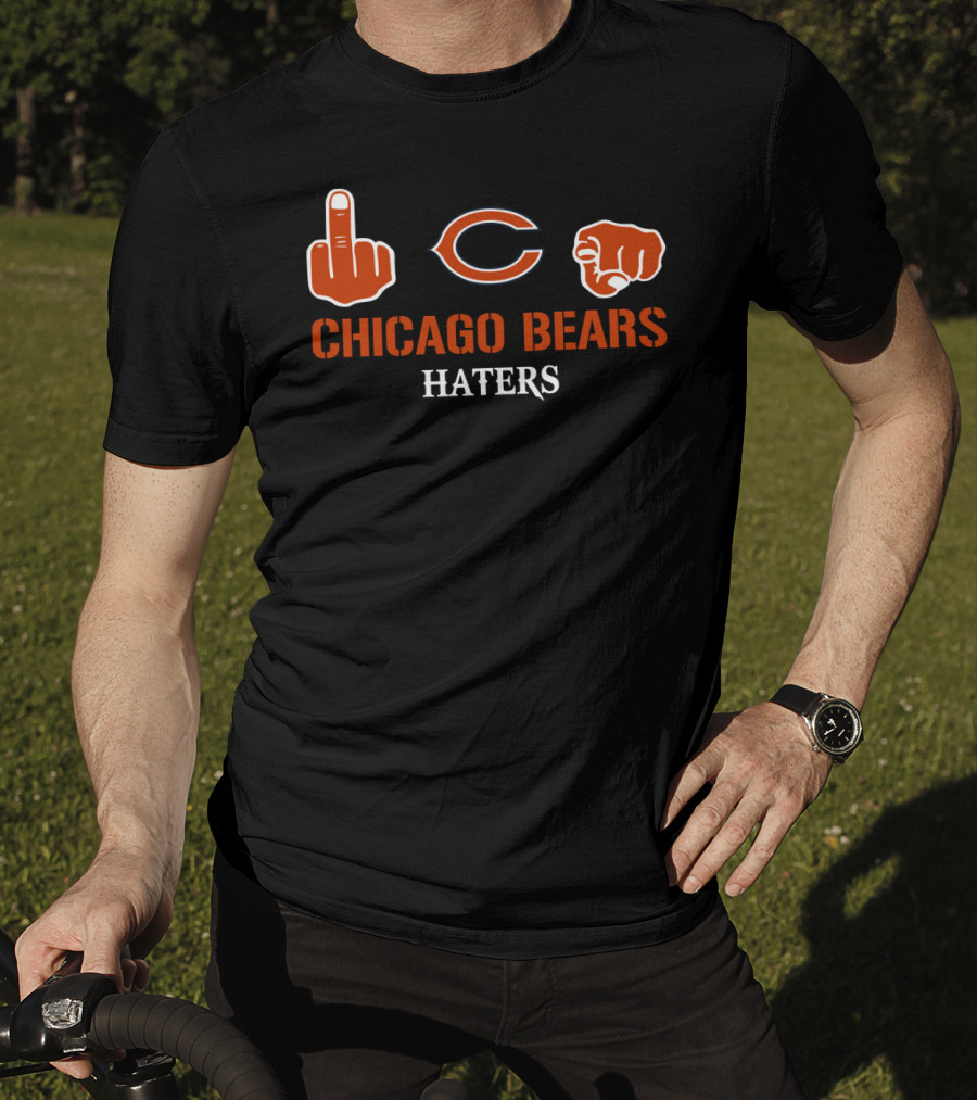 Chicago Bears Haters Middle Finger Logo Fist T-Shirt