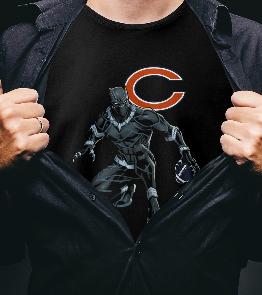 Chicago Bears Black Panther Football Crossover T-Shirt