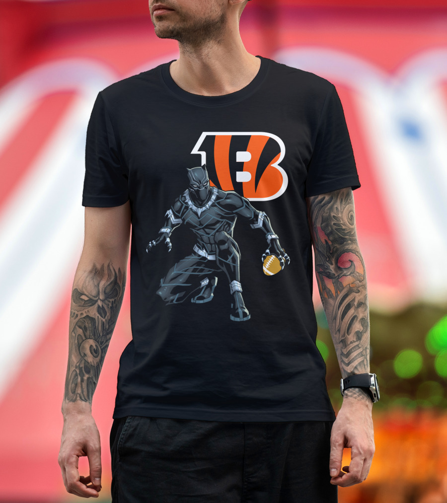 Cincinnati Bengals Black Panther Football T-Shirt