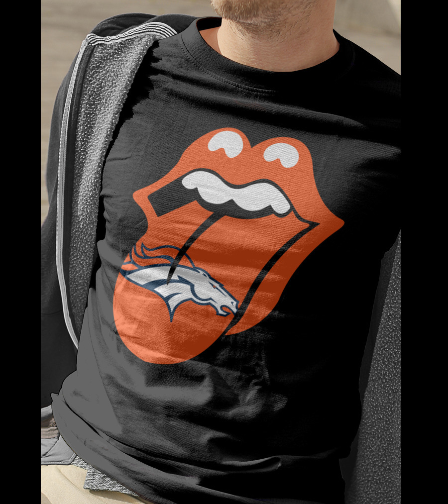 Denver Broncos Rolling Stones Tongue Logo Fusion T-Shirt