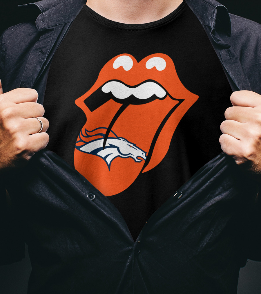 Denver Broncos Rolling Stones Tongue Logo Fusion T-Shirt