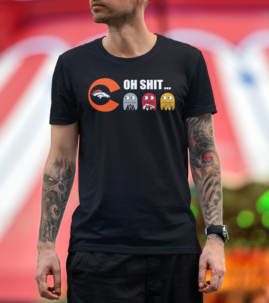 Denver Broncos Oh Shit Pac-Man Ghosts T-Shirt