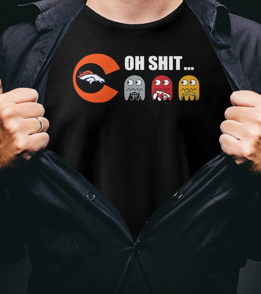 Denver Broncos Oh Shit Pac-Man Ghosts T-Shirt