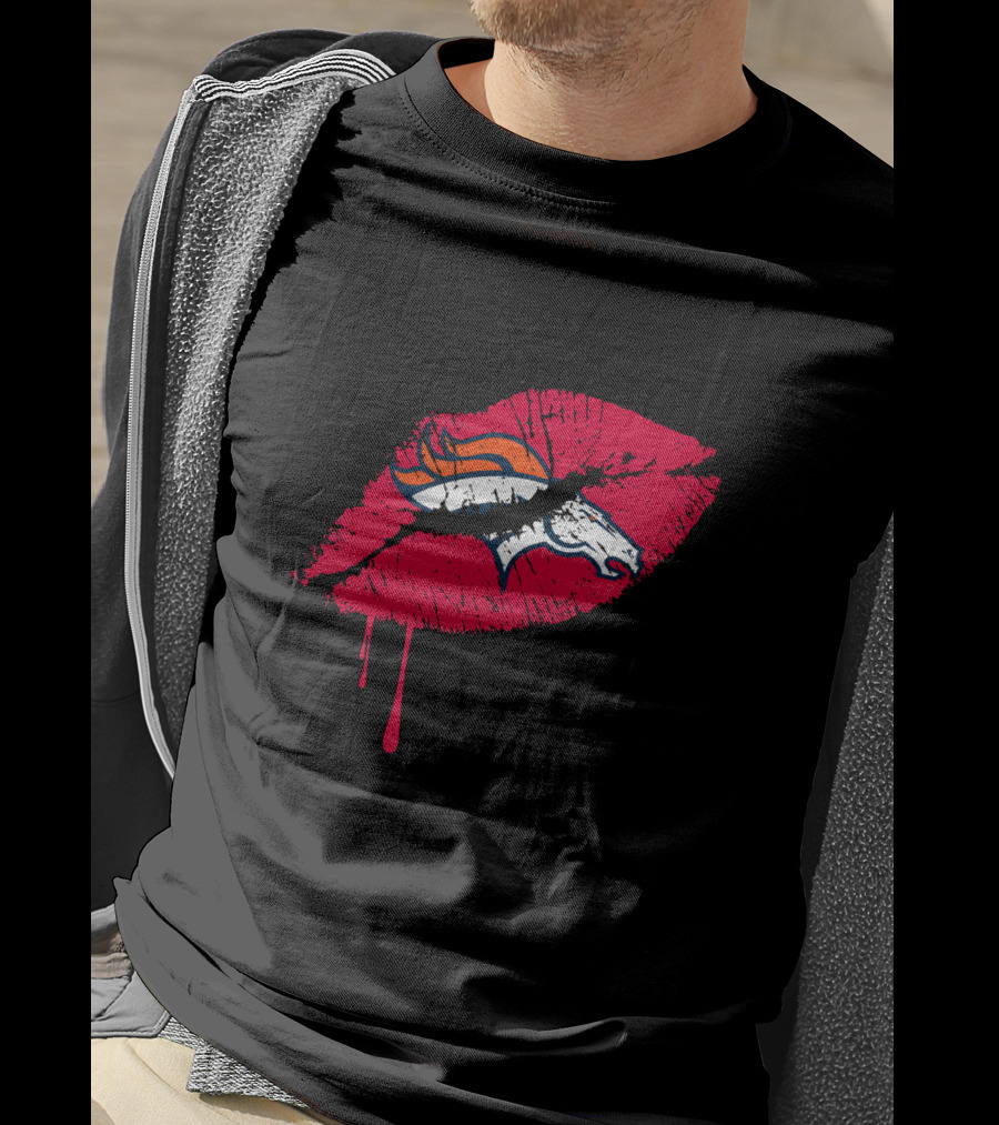 Denver Broncos Lip Logo Dripping T-Shirt