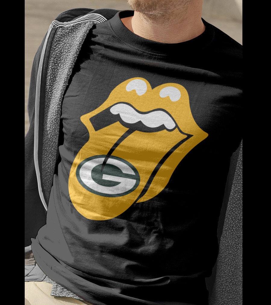 Rolling Stones Tongue Green Bay Packers Logo Mashup T-Shirt