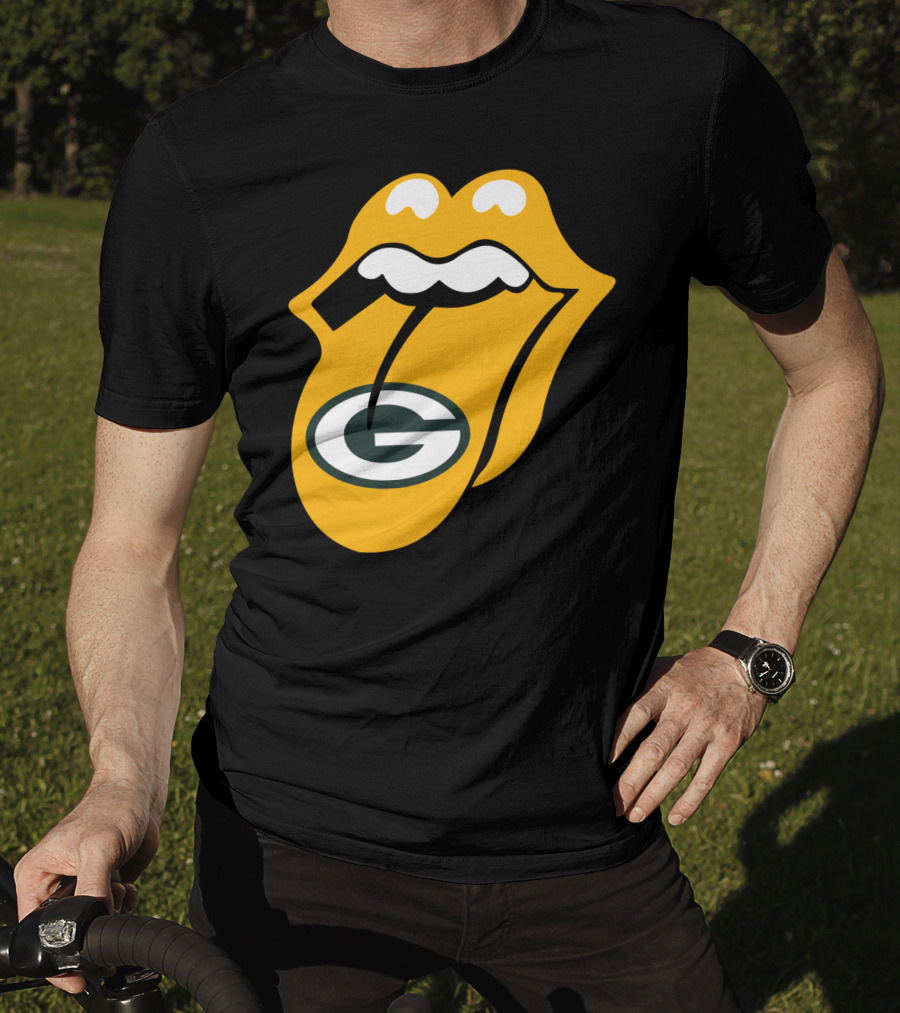 Rolling Stones Tongue Green Bay Packers Logo Mashup T-Shirt
