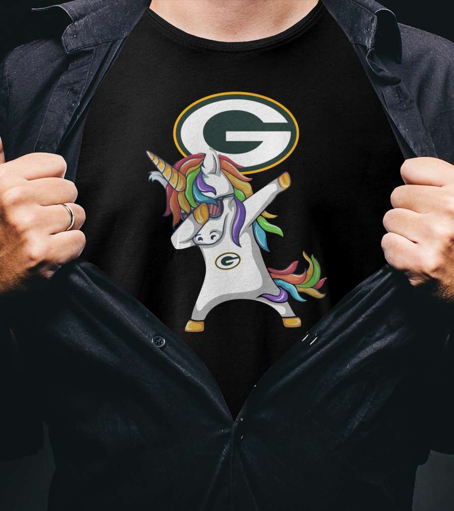 Green Bay Packers Dab Unicorn Rainbow T-Shirt
