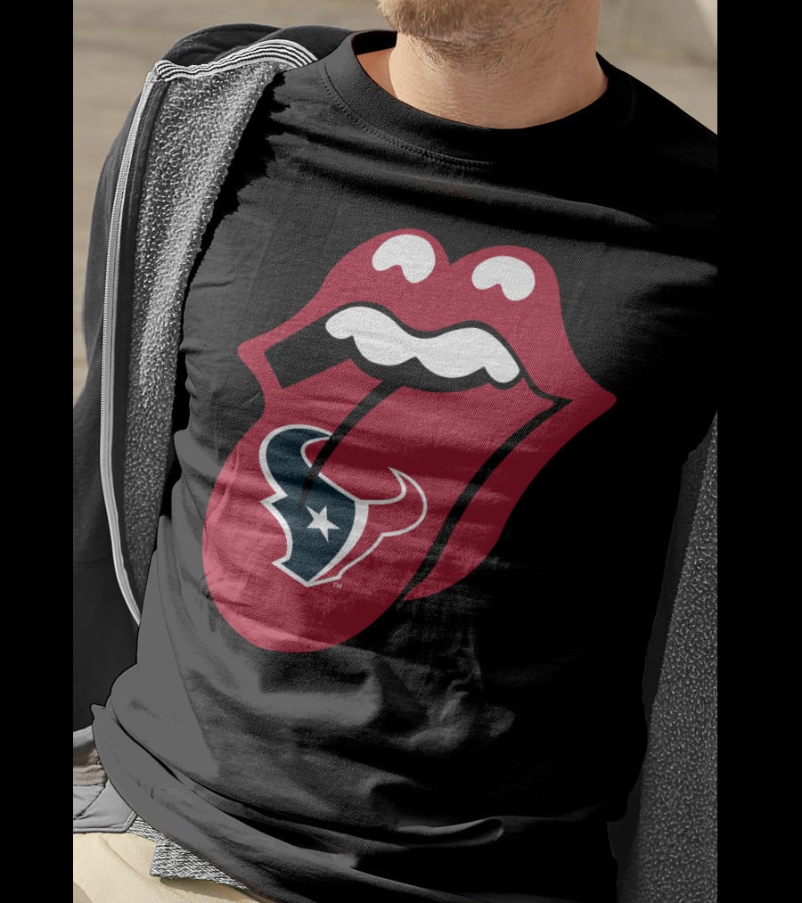 Houston Texans Rolling Stones Tongue Logo Collaboration T-Shirt