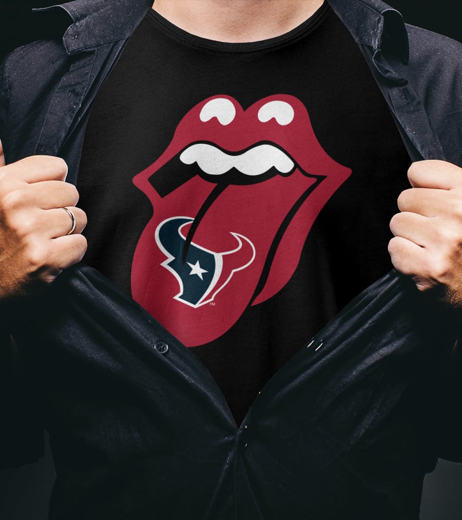 Houston Texans Rolling Stones Tongue Logo Collaboration T-Shirt
