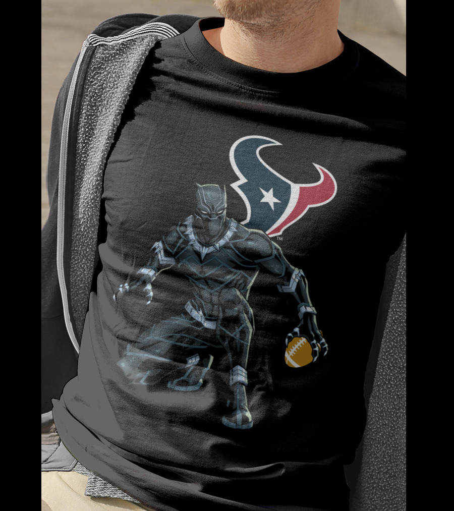 Houston Texans Black Panther Football Fusion T-Shirt