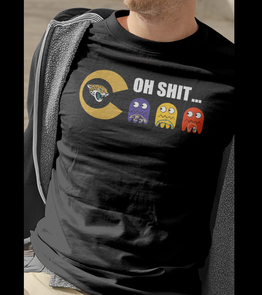 Jacksonville Jaguars Pac-Man Parody Ravens Steelers Chiefs T-Shirt