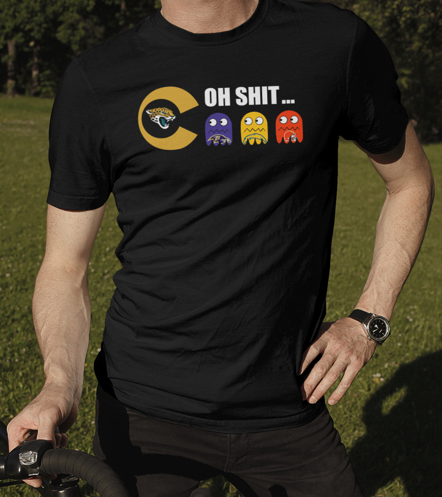 Jacksonville Jaguars Pac-Man Parody Ravens Steelers Chiefs T-Shirt