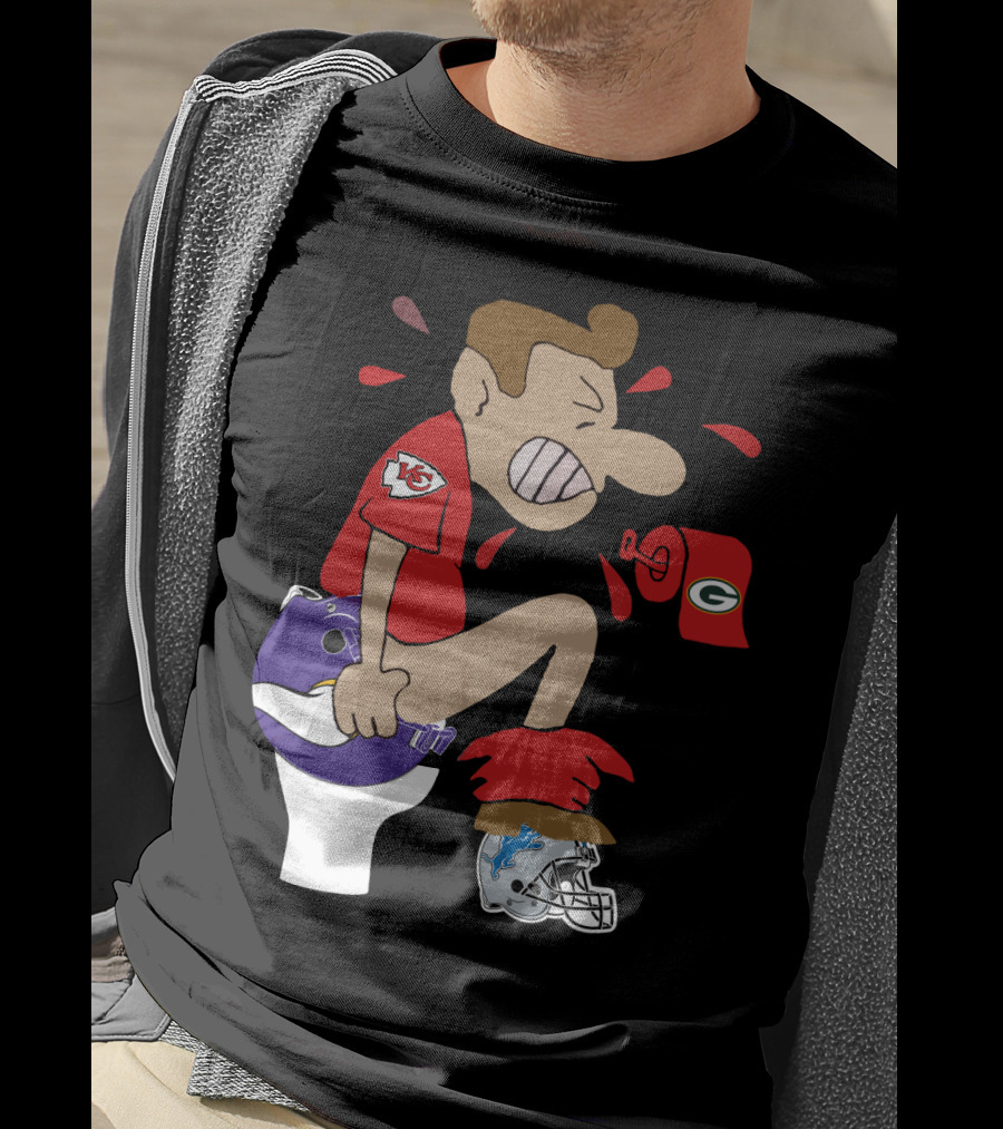 Kansas City Chiefs Rivalry Humor With Vikings Packers And Lions Toilet Theme T-Shirt
