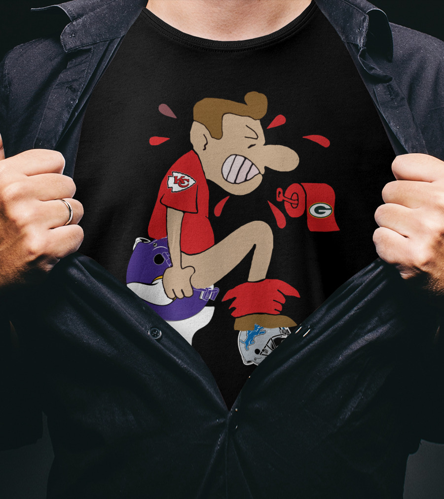 Kansas City Chiefs Rivalry Humor With Vikings Packers And Lions Toilet Theme T-Shirt