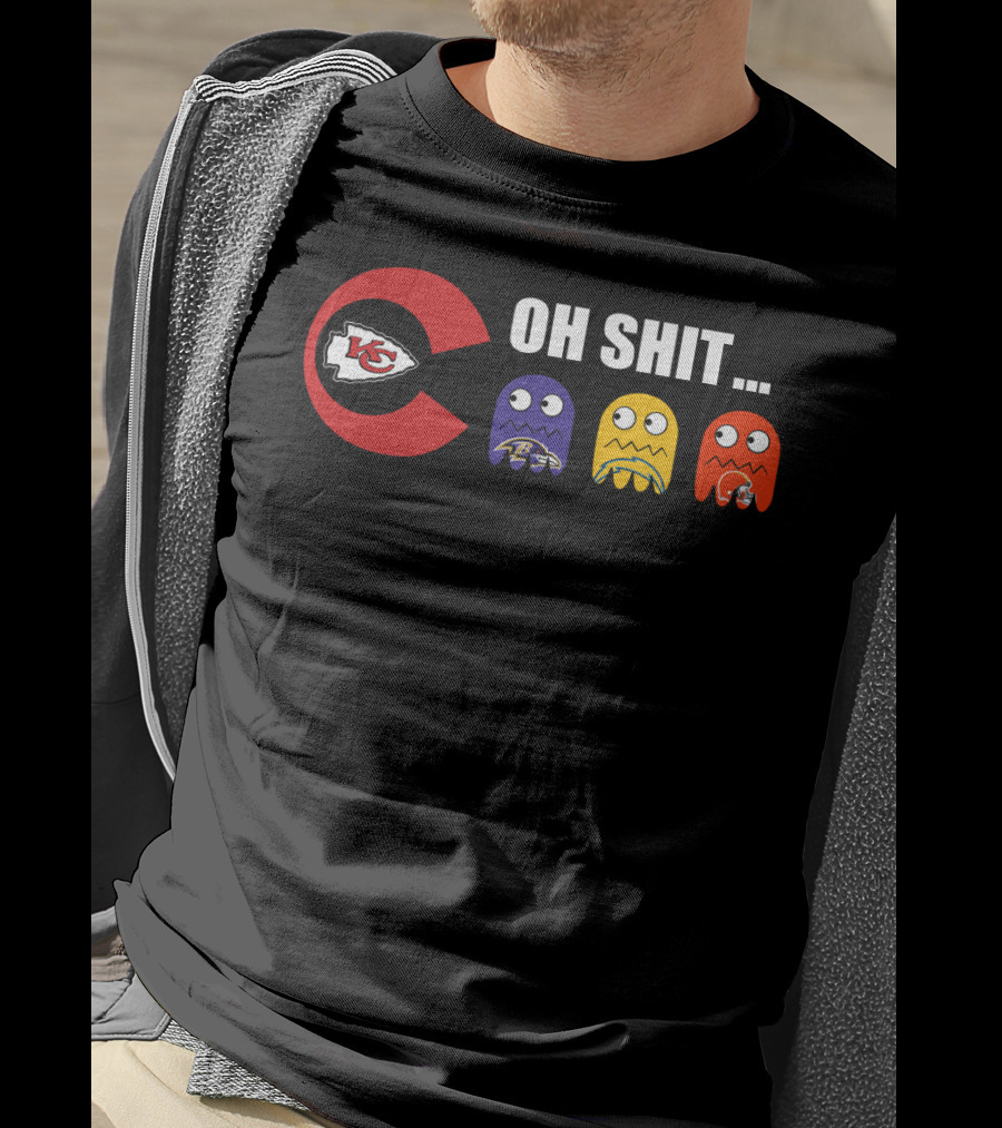 Kansas City Chiefs Oh Shit Pac-Man Ravens Steelers Browns T-Shirt