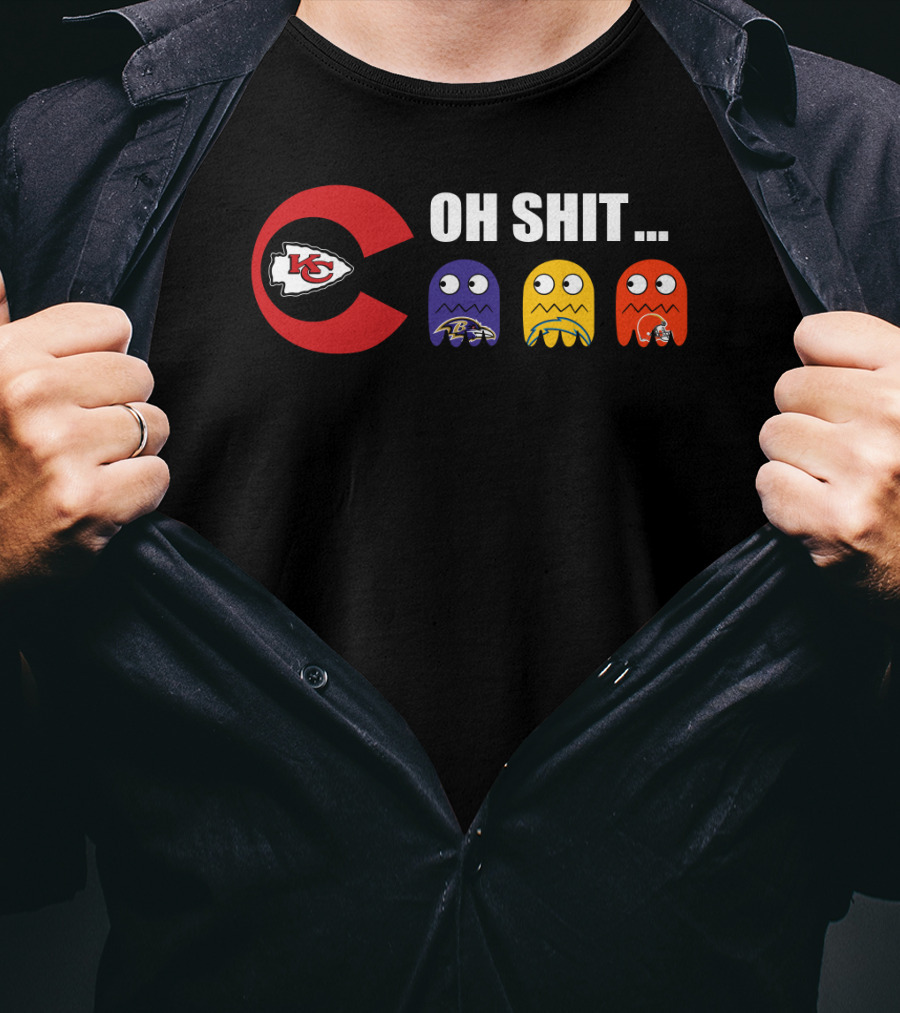 Kansas City Chiefs Oh Shit Pac-Man Ravens Steelers Browns T-Shirt