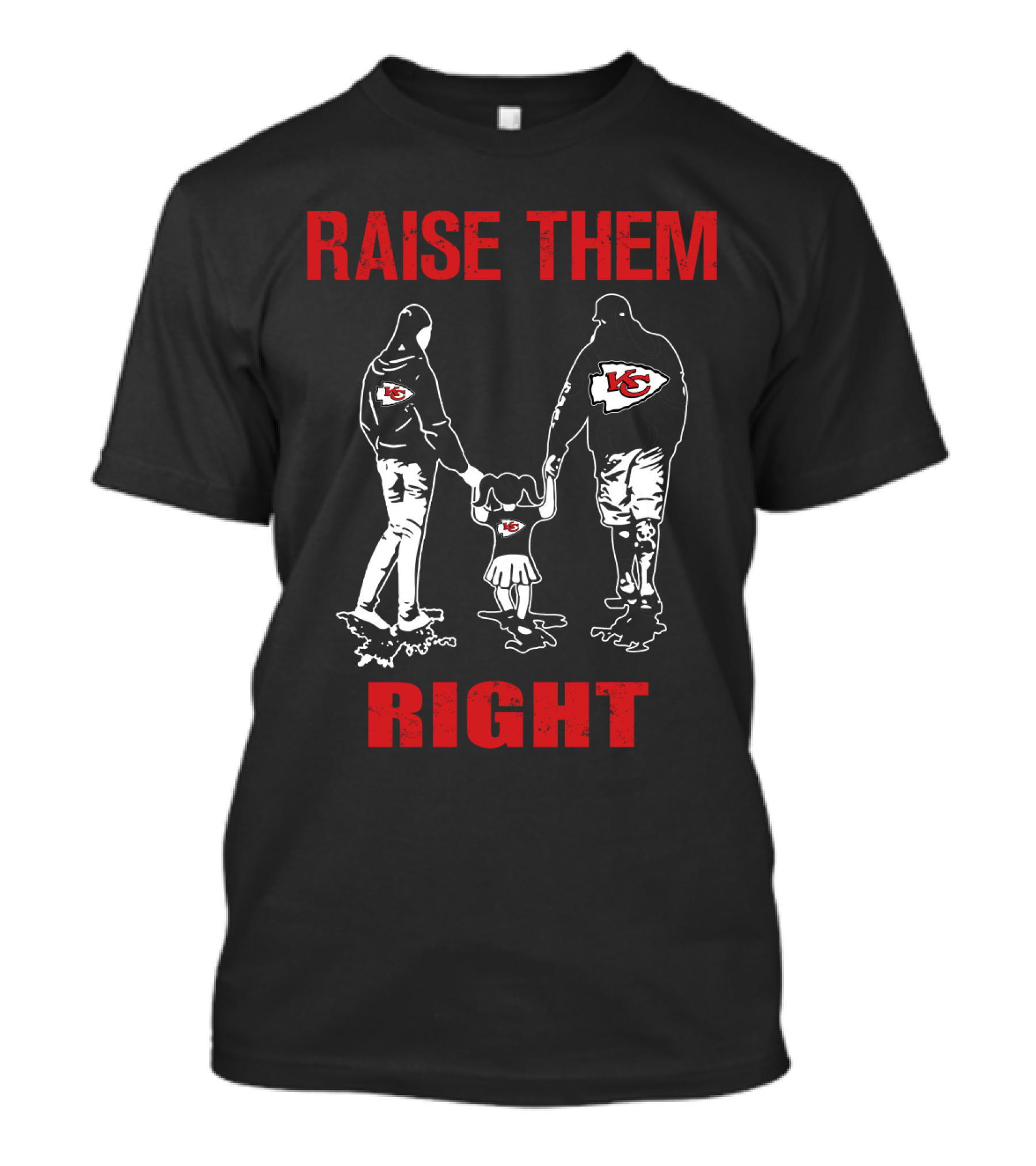Raise Them Right Kansas City Chiefs Family Football Fans T-Shirt
