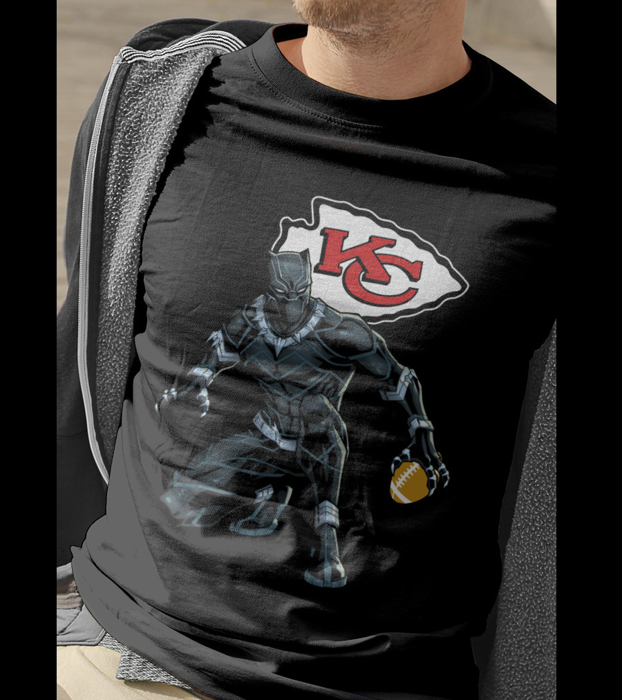 Kansas City Chiefs Black Panther Football Fusion T-Shirt