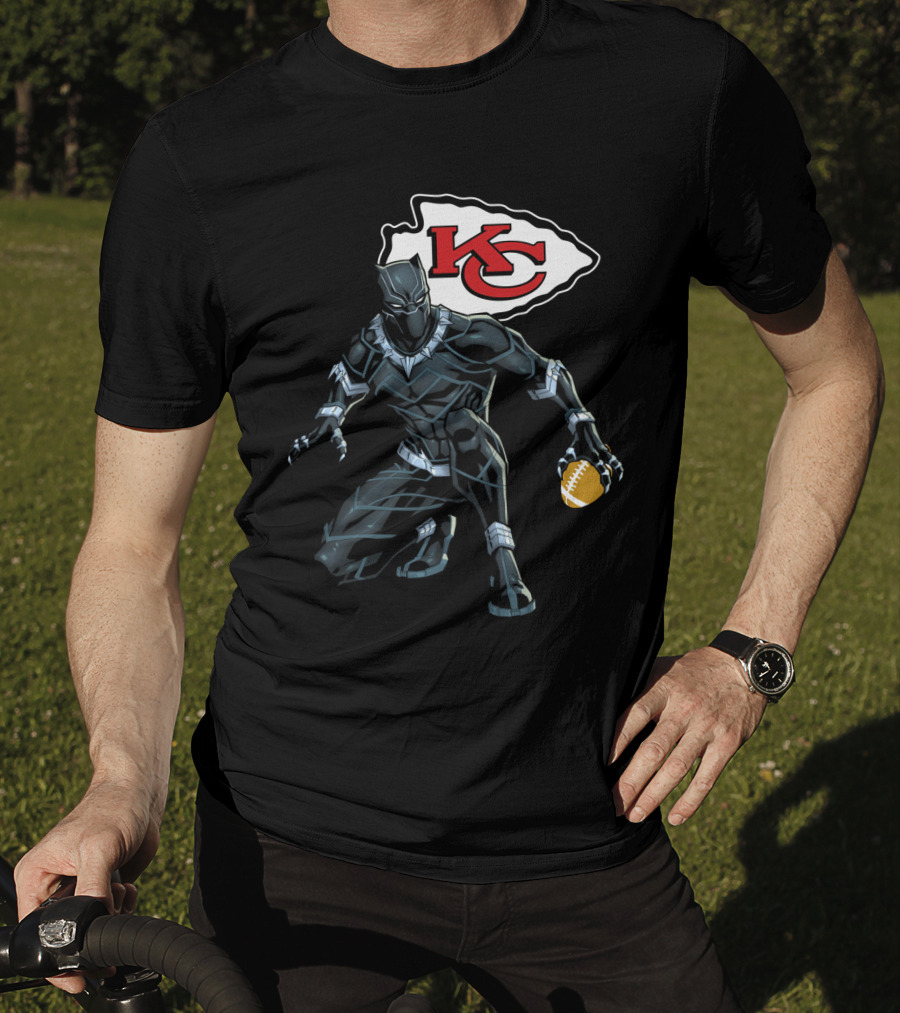 Kansas City Chiefs Black Panther Football Fusion T-Shirt