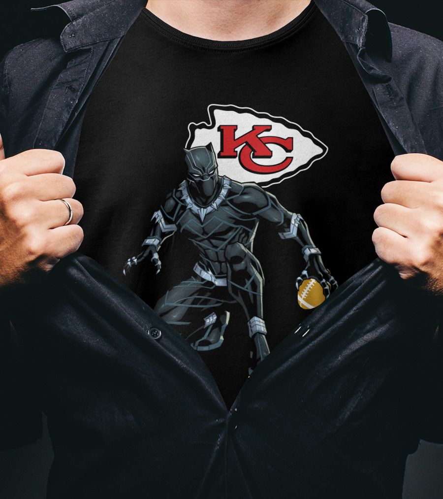 Kansas City Chiefs Black Panther Football Fusion T-Shirt