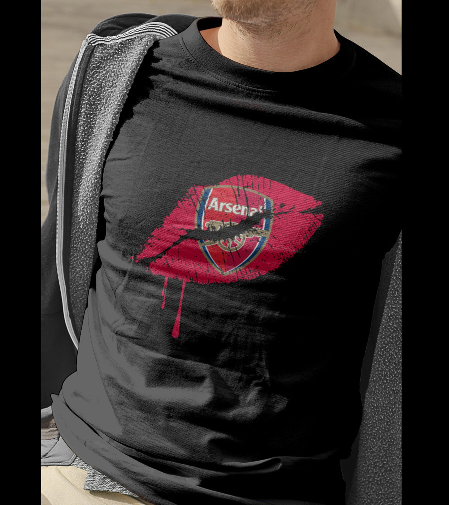 Arsenal Lips Red Logo Drip T-Shirt