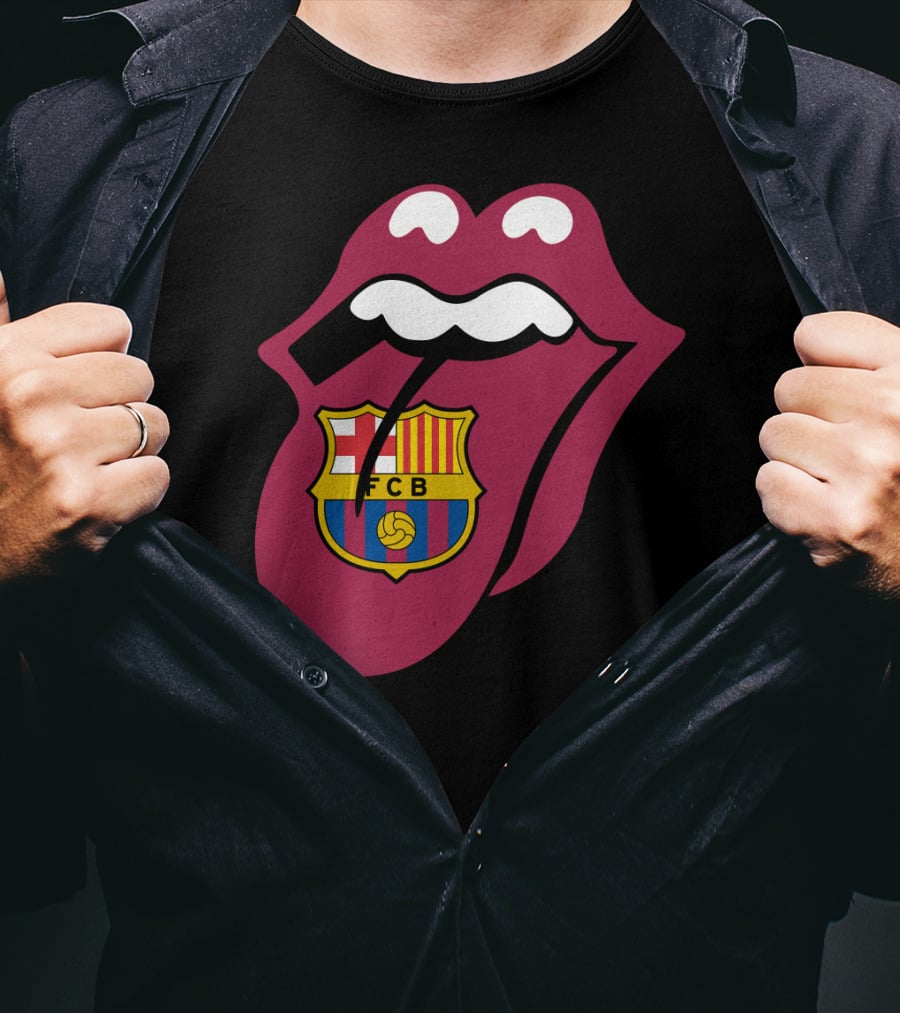 Barcelona Fcb Rolling Stones Logo Fusion T-Shirt
