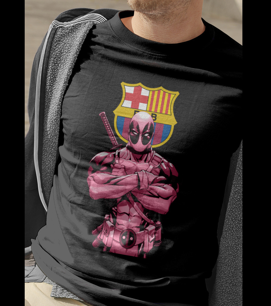 Barcelona Deadpool Fc Crest Crossover T-Shirt