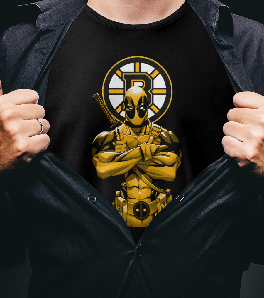 Boston Bruins Deadpool Crossover T-Shirt