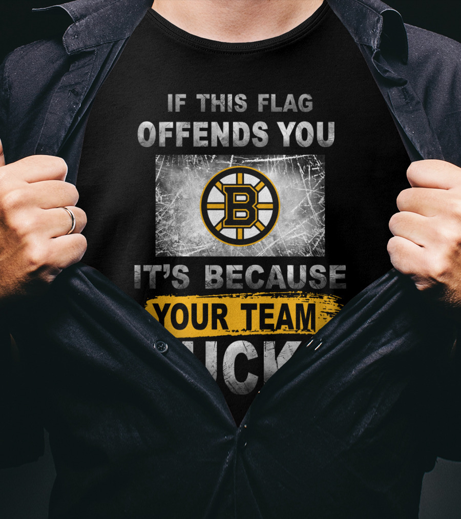 If This Flag Offends You It's Because Your Team Sucks Boston Bruins T-Shirt